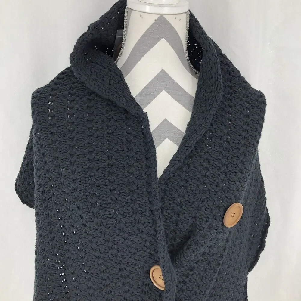 Soma The Night in Fireside Shoulder Wrap Shawl Black 3 Button NWT